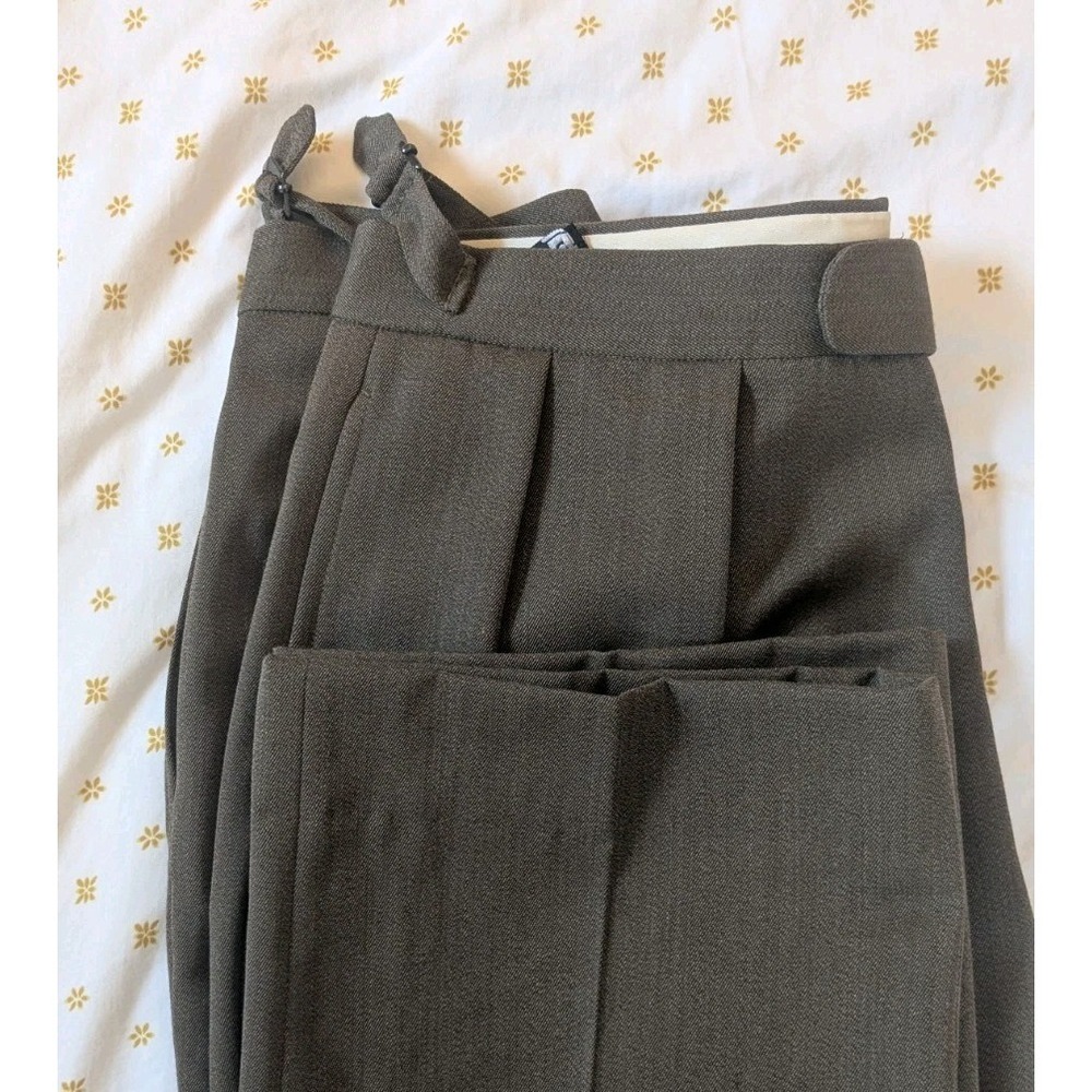 VTG POLO RALPH LAUREN 40x32 Wool Twill Pants Dbl Pleated OG Green Buckles USA